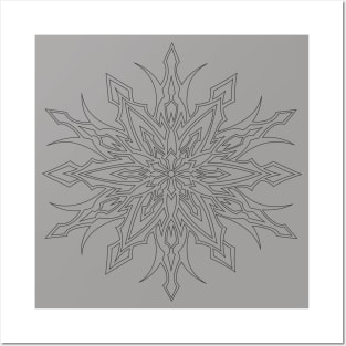 SYM STAR-TRIBAL- SNOWFLAKE DESIGN BLACK OUTLINE Posters and Art